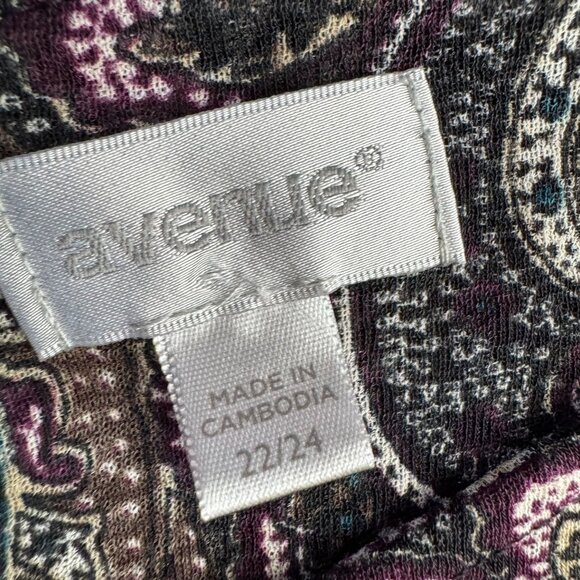Avenue Boho Top Womens 22 Shirt Brown Teal Paisley Asymmetrical Tunic Stretch - Picture 6 of 8